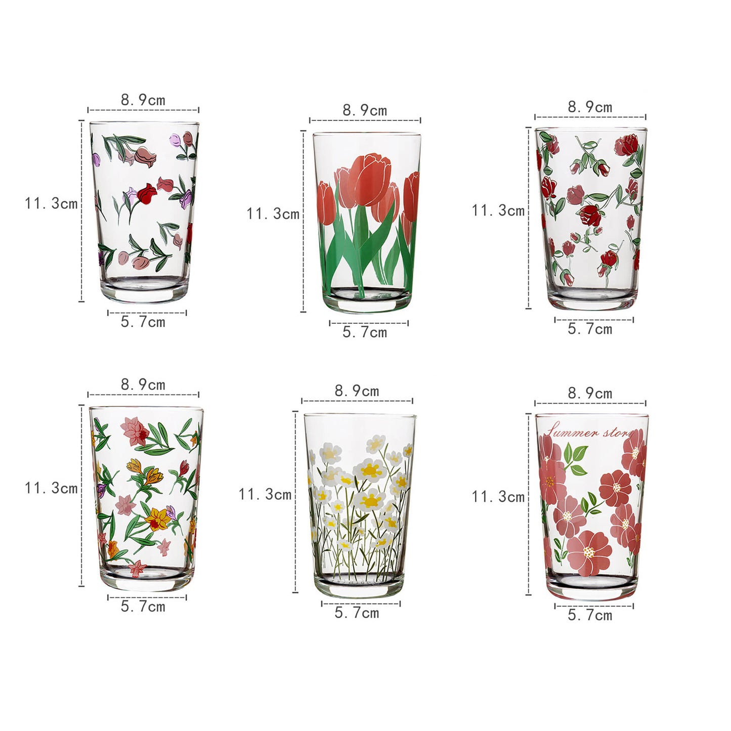 Floral Print Glass Cup