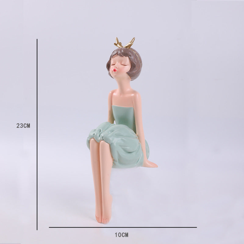 Cute Looking Up Girl Resin Desktop Decoration