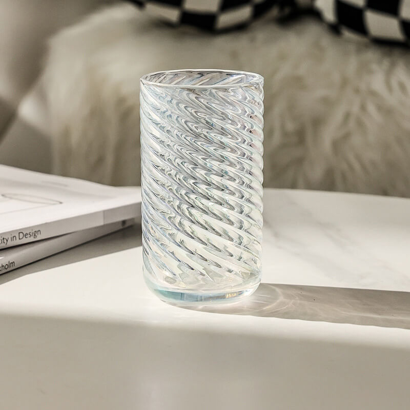 Embossed Ribbed Glass Cup