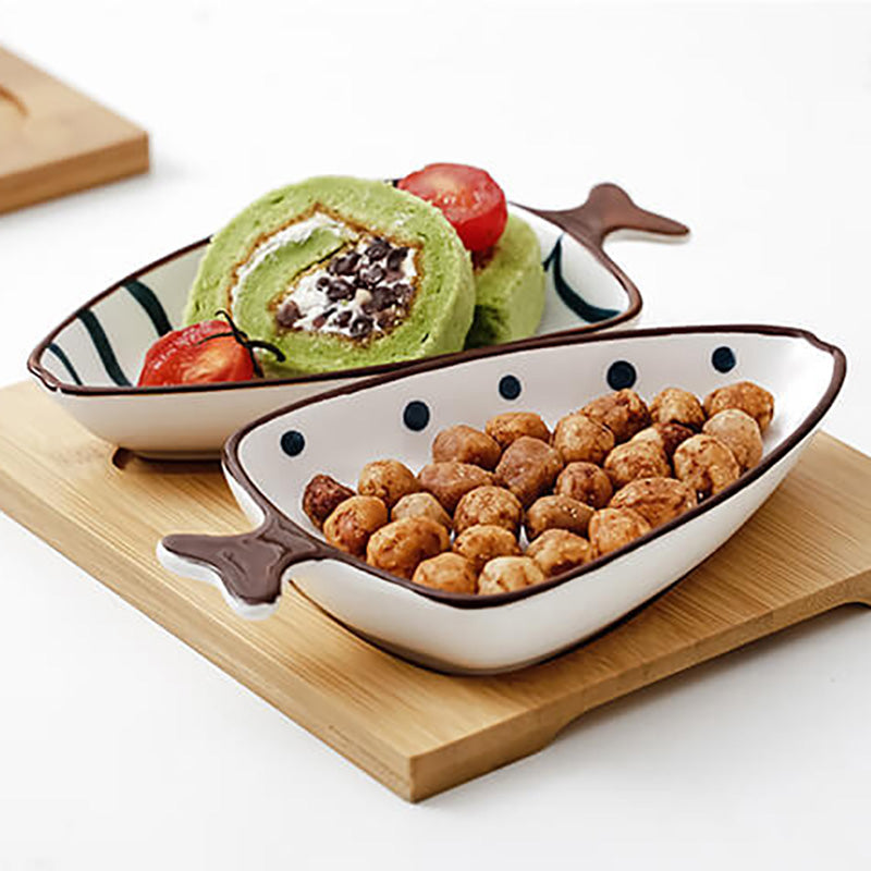 Fishtail Ceramic Snack Plate Set
