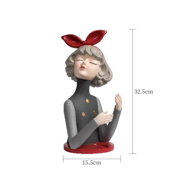 Bow Girl Resin Decoration