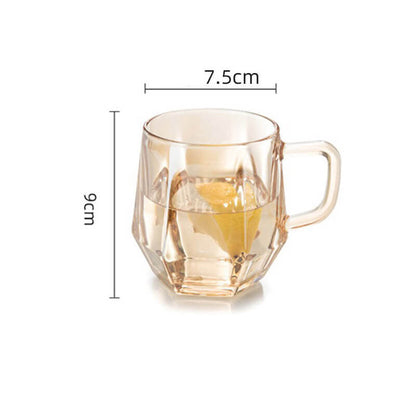 Amber Hexagonal Glass Cup