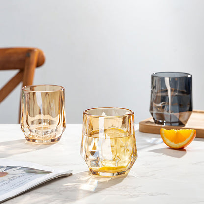 Amber Hexagonal Glass Cup