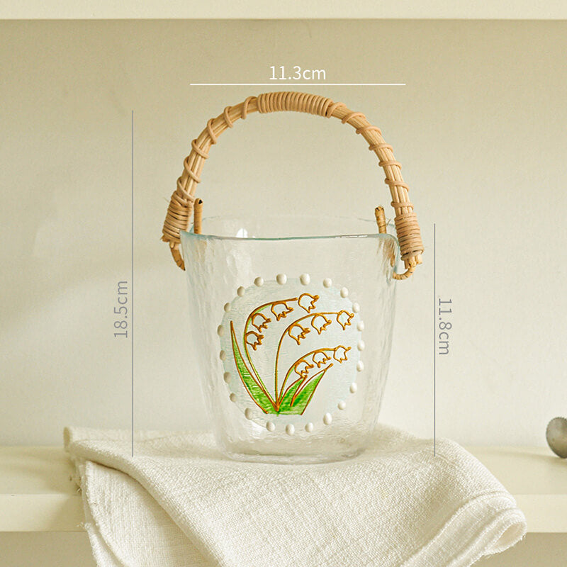 Bamboo Wood Portable Glass Ice Bucket