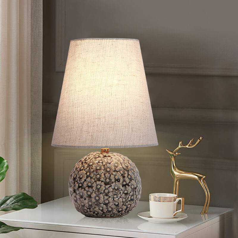 Carved Flower Ceramic Table Lamp