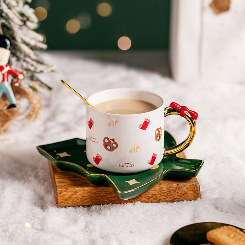 Christmas Ceramic Cups and Saucer