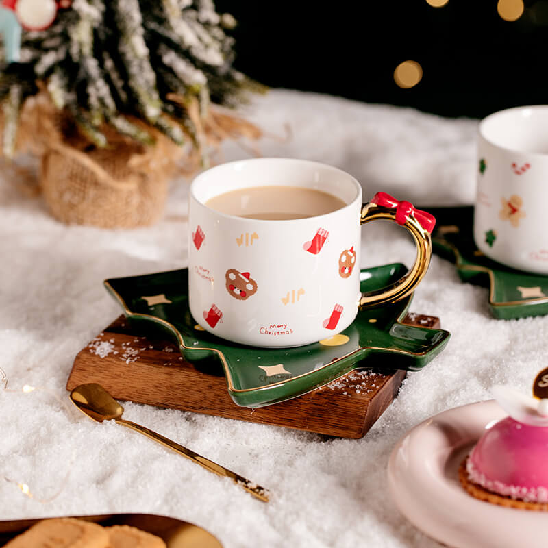 Christmas Ceramic Cups and Saucer