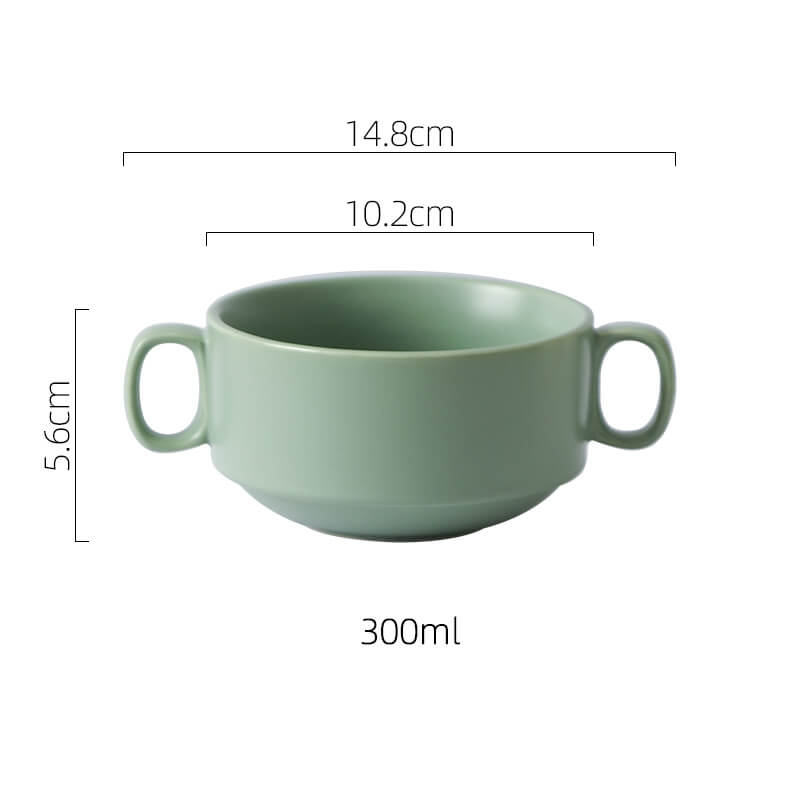 Color Glazed Ceramic Baking Bowl With Handle