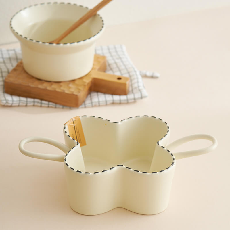 Dotted Line Embossed Ceramic Baking Bowl