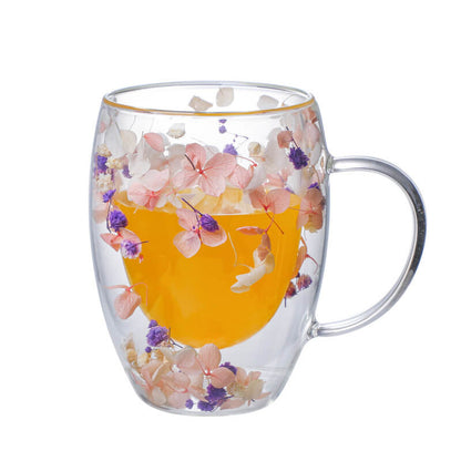 Double Glass Flow Sand Flower Cup