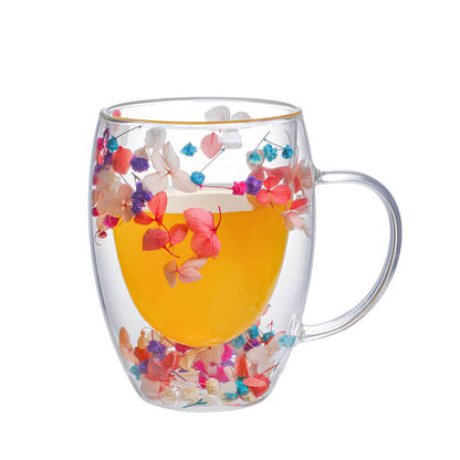 Double Glass Flow Sand Flower Cup