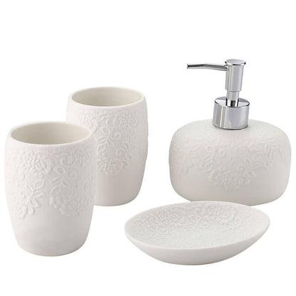 Embossed Ceramic Bathroom Set