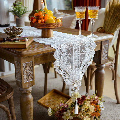 Embroidered Hollow Macrame Table Runner