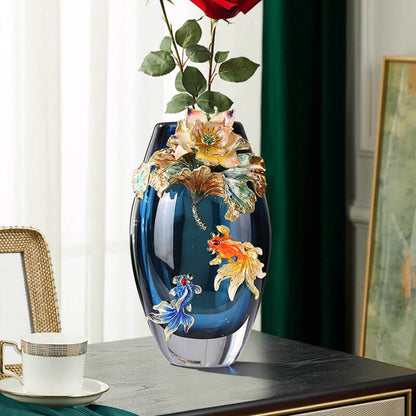 Enamel Colored Glass Vase