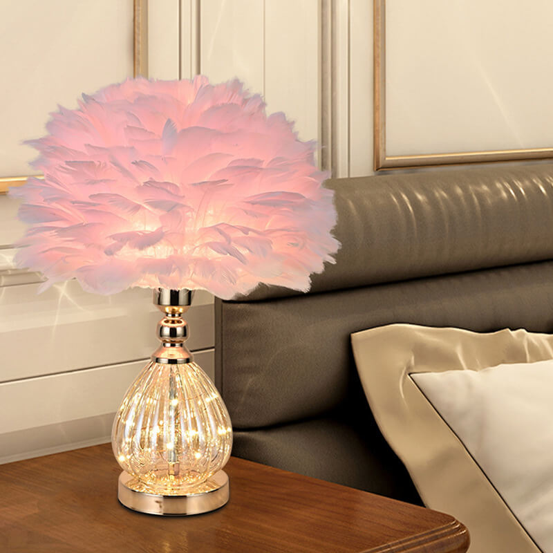 Feather Glass Table Lamp