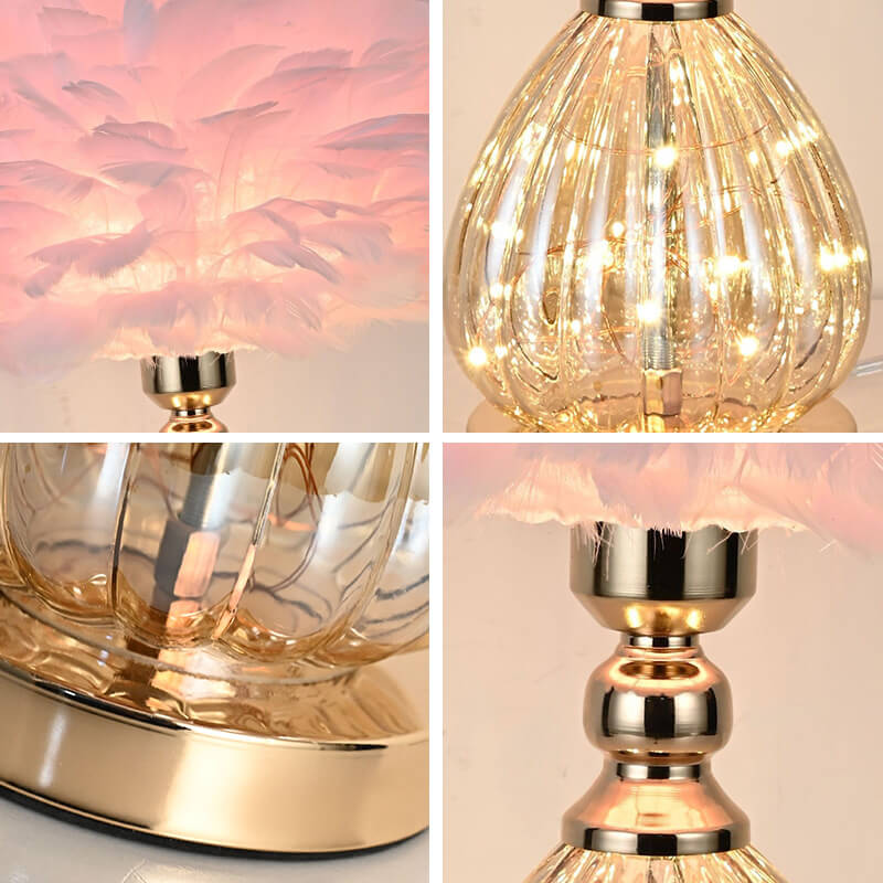 Feather Glass Table Lamp