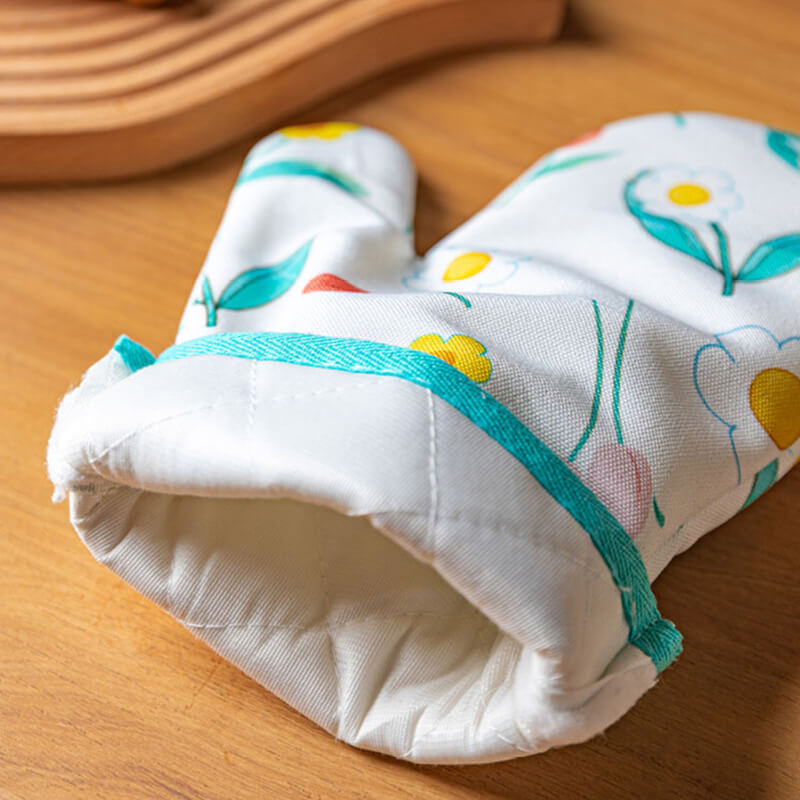 Floral Print Anti-Scald Baking Gloves