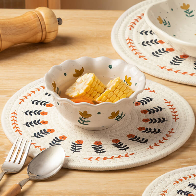 Floral Cotton Linen Woven Placemat