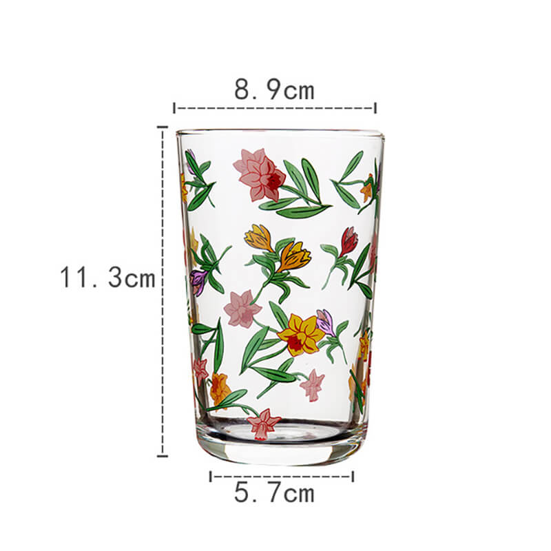 Floral Print Glass Cup