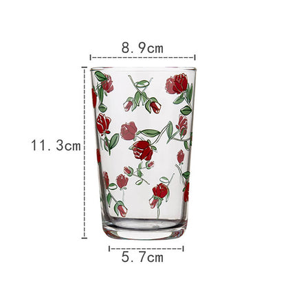 Floral Print Glass Cup