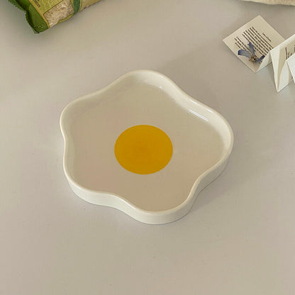 Fried Egg Shaped Ceramic Plate