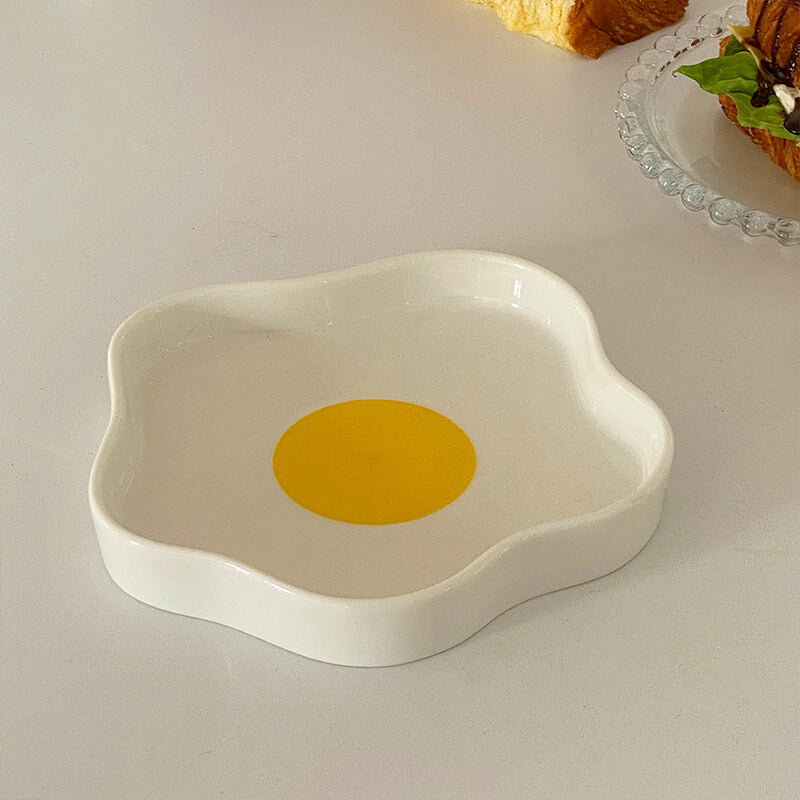 Fried Egg Shaped Ceramic Plate
