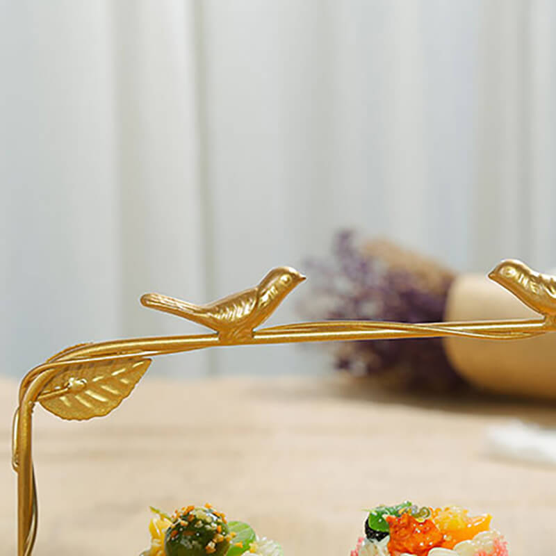 Golden Bird & Leaf Dessert Stand
