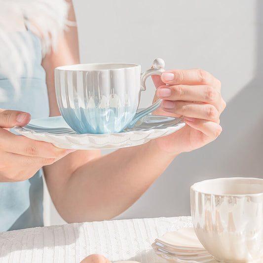 Gradient Pearl Shell Cup And Saucer