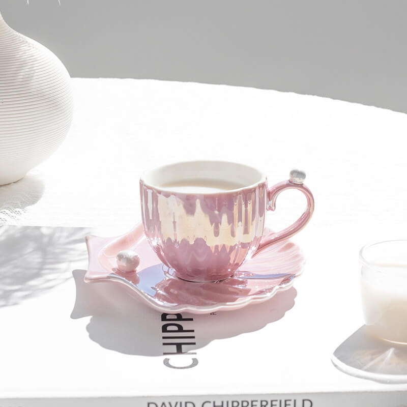 Gradient Pearl Shell Cup And Saucer