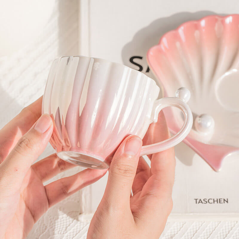 Gradient Pearl Shell Cup And Saucer