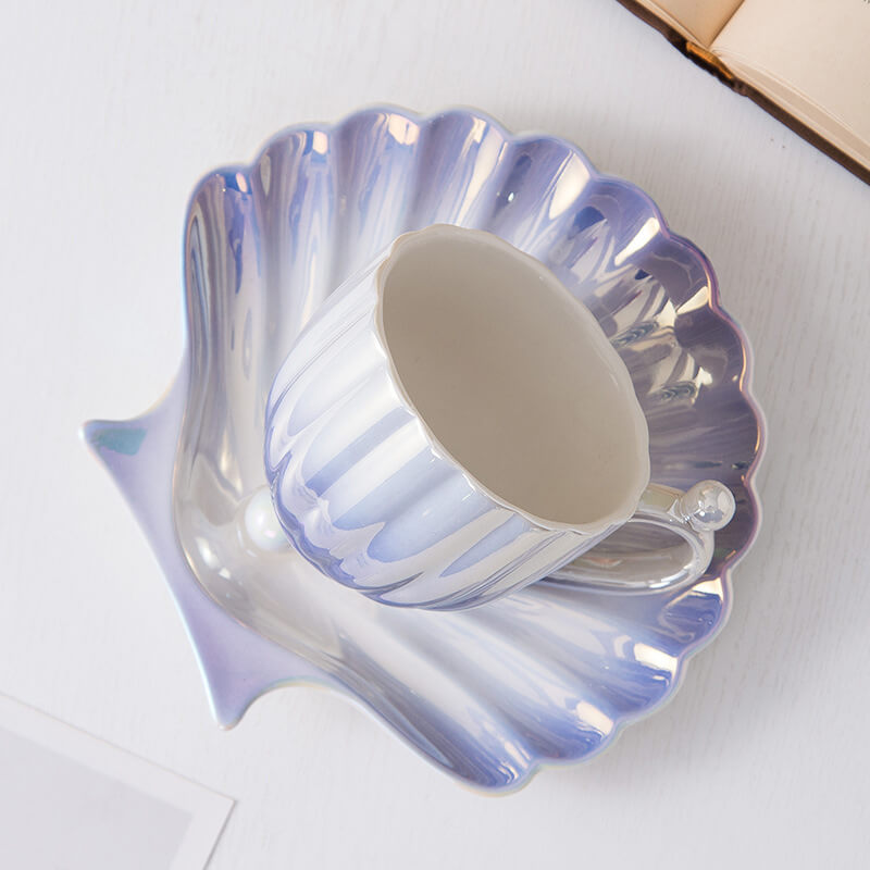 Gradient Pearl Shell Cup And Saucer