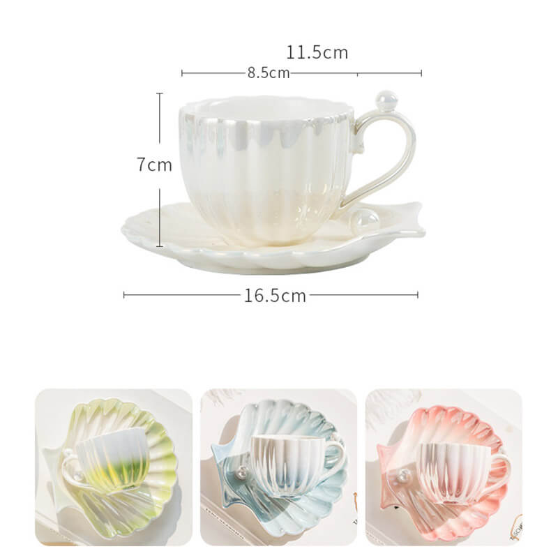 Gradient Pearl Shell Cup And Saucer