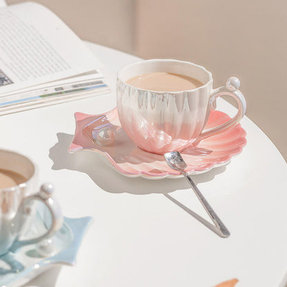 Gradient Pearl Shell Cup And Saucer