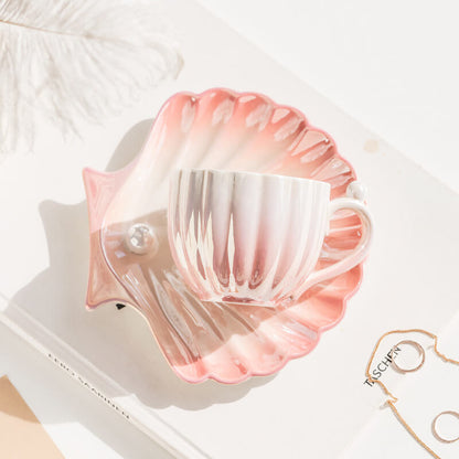 Gradient Pearl Shell Cup And Saucer