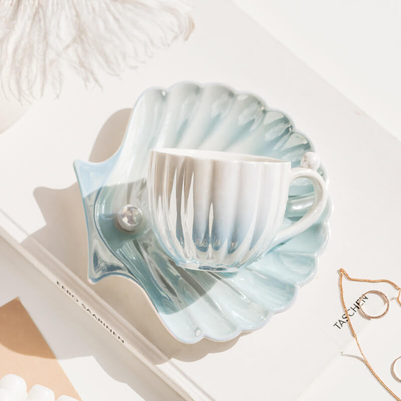 Gradient Pearl Shell Cup And Saucer