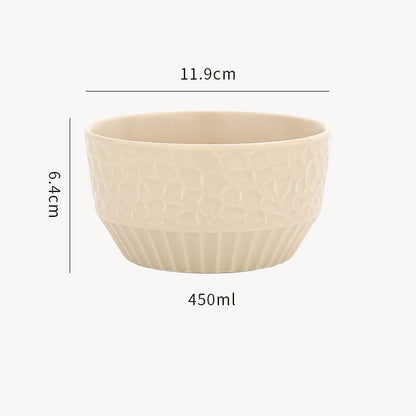 Grid Embossed Ceramic Bowl