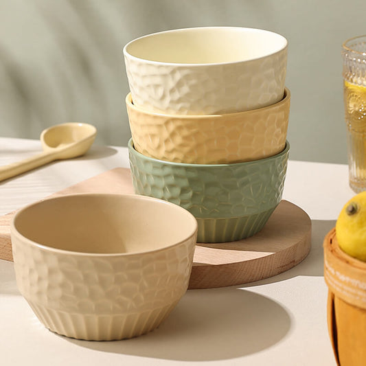 Grid Embossed Ceramic Bowl
