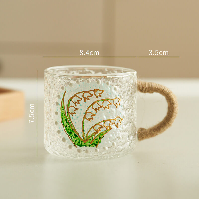 Hand Painted Floral Embossed Glass Cup