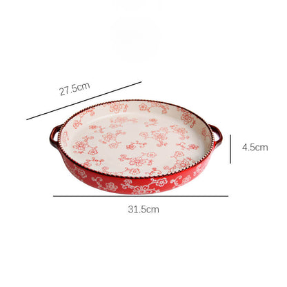 Handpainted Cherry Blossom Ceramic Baking Pan