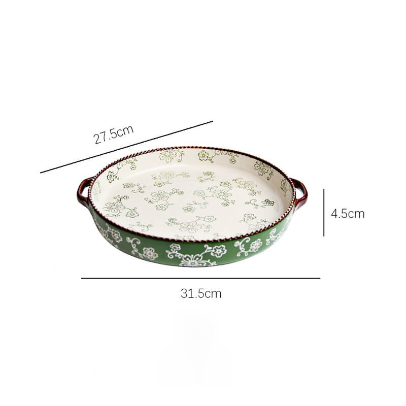 Handpainted Cherry Blossom Ceramic Baking Pan