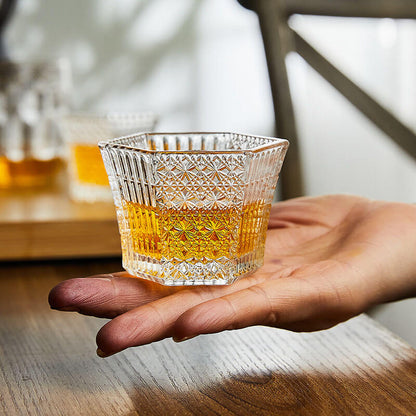 Hexagonal Embossed Glass Cup