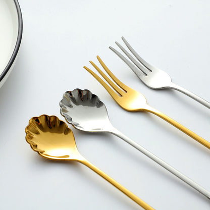 Hollow Heart Shaped Dessert Spoon & Fork