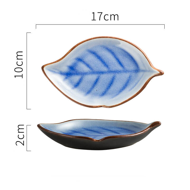 Leaf Cracked Ceramic Snack Plate