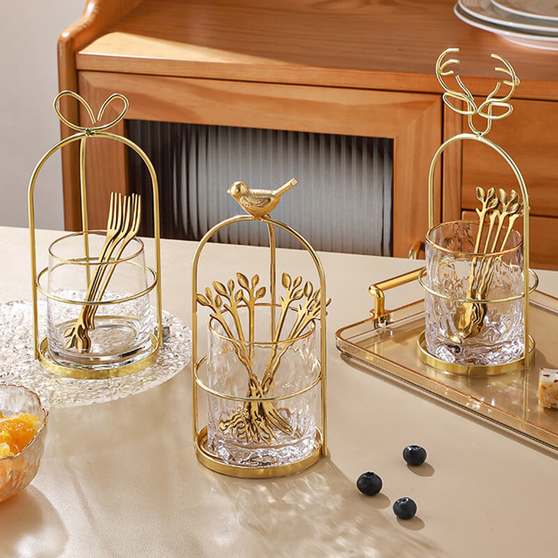 Light Luxury Dessert Fork Spoon Storage Jar