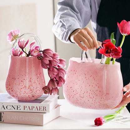 Light Luxury Glass Handbag Vase