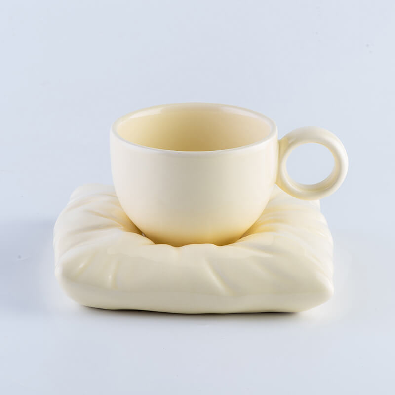 Pillow Ceramic Cup and Saucer