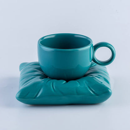 Pillow Ceramic Cup and Saucer