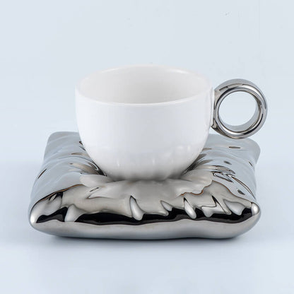 Pillow Ceramic Cup and Saucer