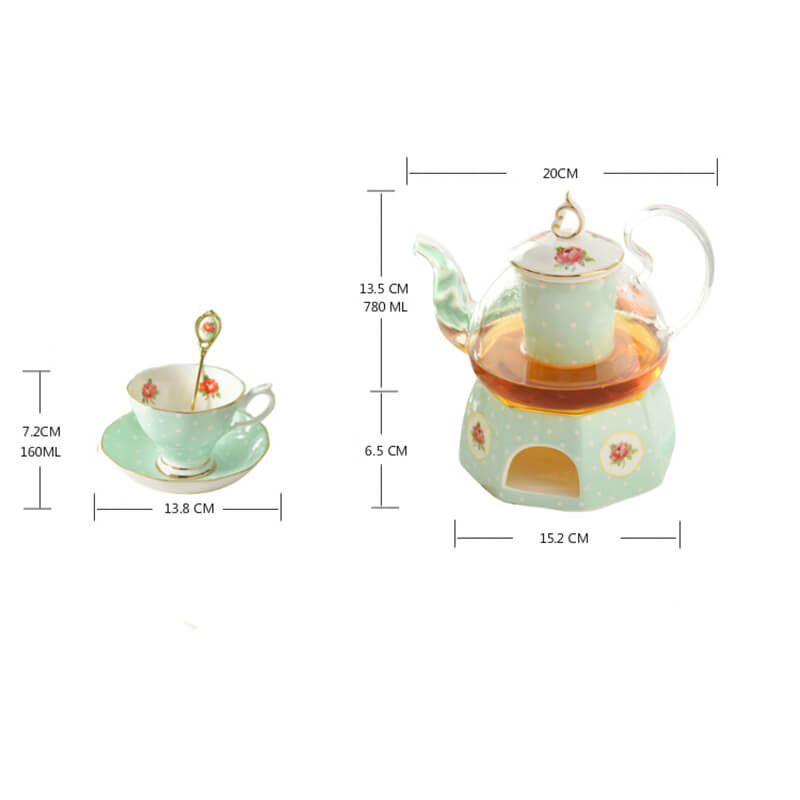 Polka Dot Bone China Teapot Set