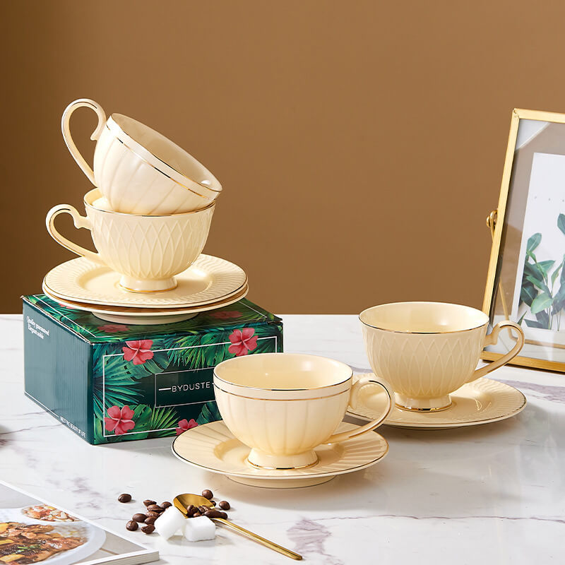 MOREUSHOP | Retro Ceramic Coffee Cup And Saucer Set – Moreushop®